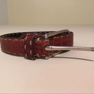 Brown Crocodile Print Leather Belt